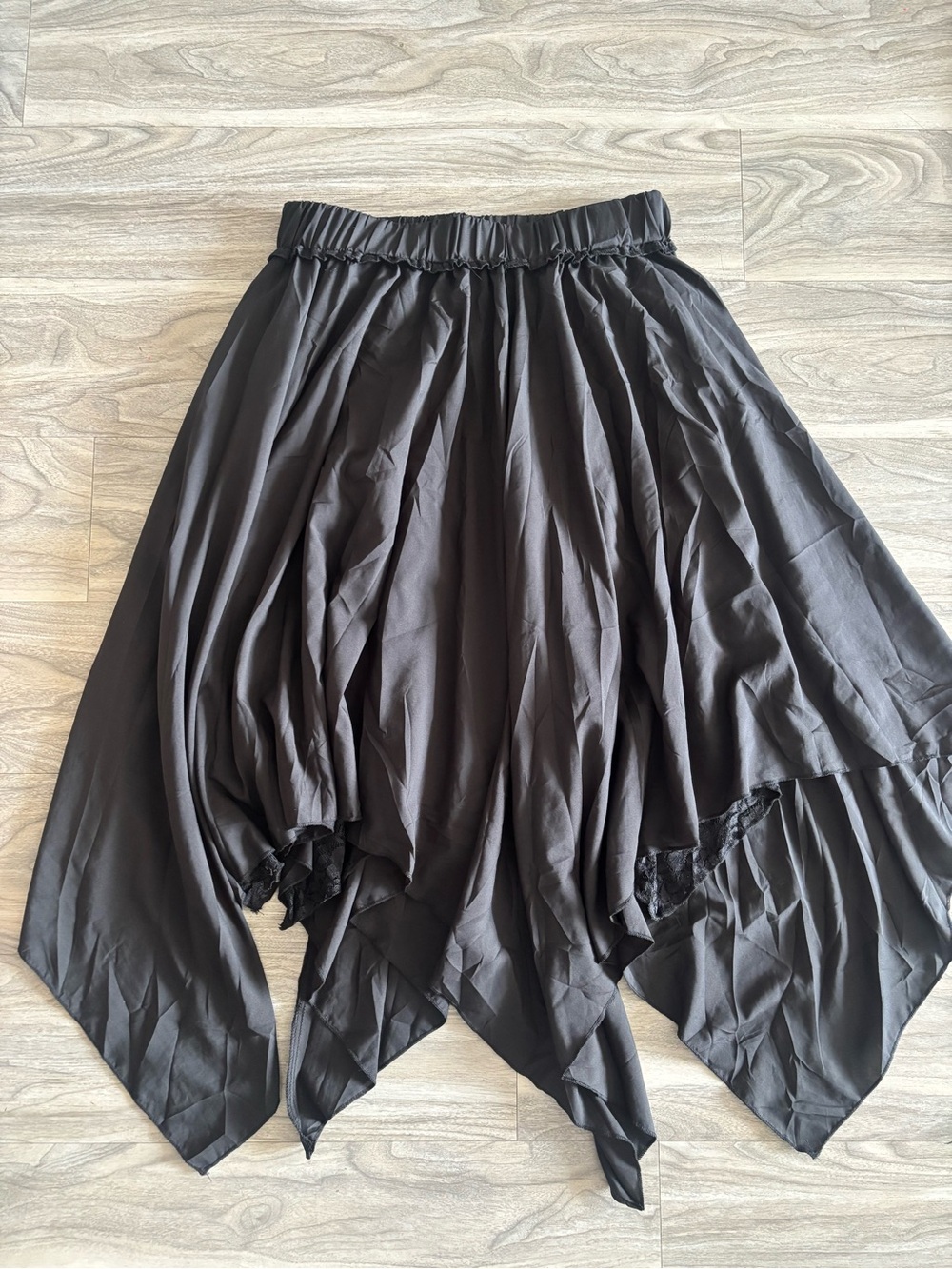 Black Asymmetrical Handkerchief Hem Skirt
